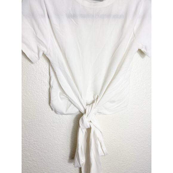 Modern Citizen Jude Cropped Wrap Top Size Small White Crepe Minimalist Chic - Picture 9 of 13